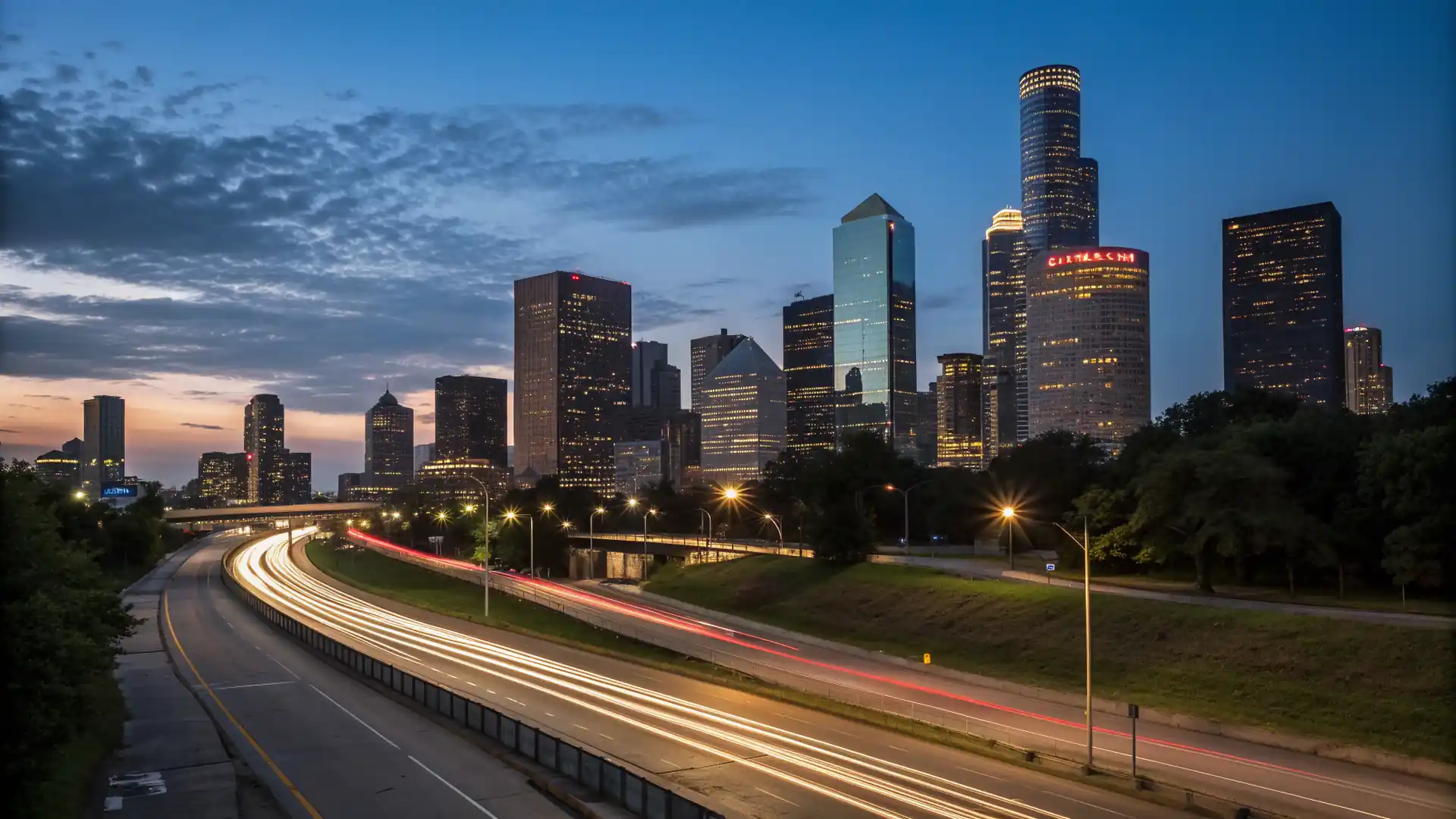 Houston skyline at dusk