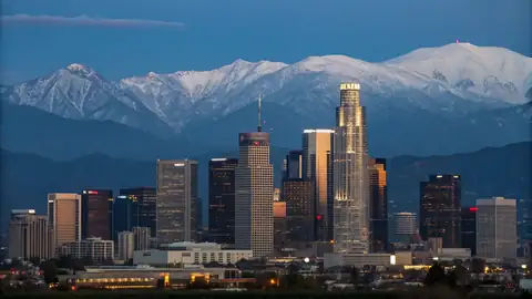 Los Angeles skyline at dusk