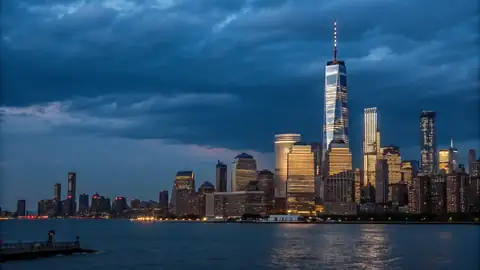 New York skyline at dusk